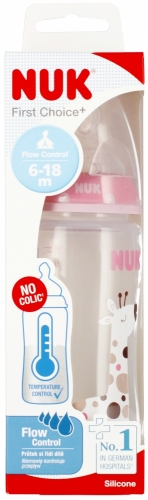 NUK butelka First Choice 300ml 6 18m Flow Control rozowa