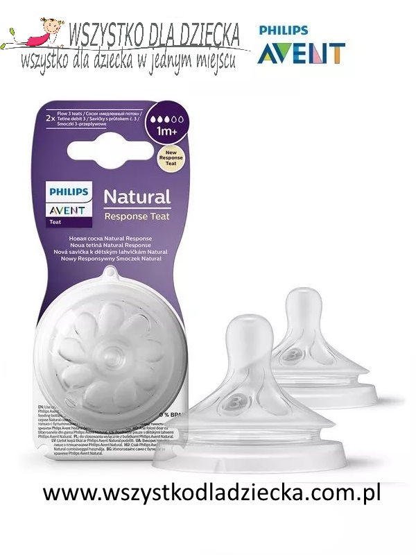 Philips Avent Responsywny Smoczek Natural przepływ wolny 1m+ SCY963 02