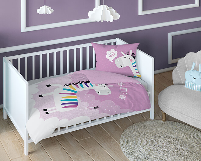 Posciel Bawelniana dwustronna 2el 100x135 Zebra rozowa 04