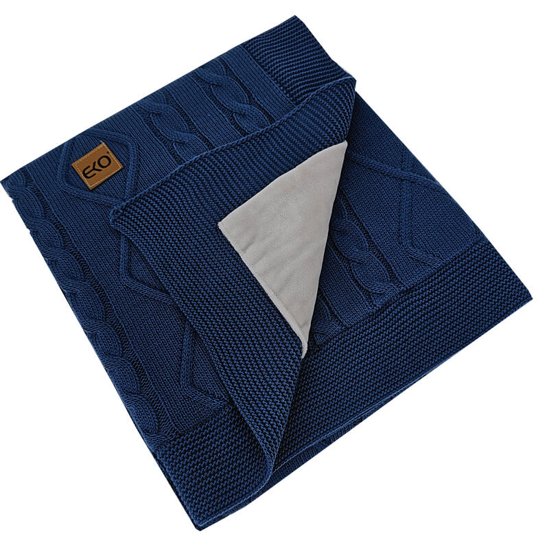 Ocieplany koc kaszmirowy z podszyciem jeans PLE 91
