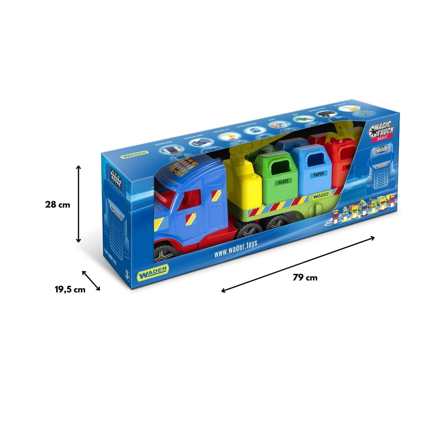 Wader Magic Truck śmieciarka z ruchomym dźwigiem i naczepą