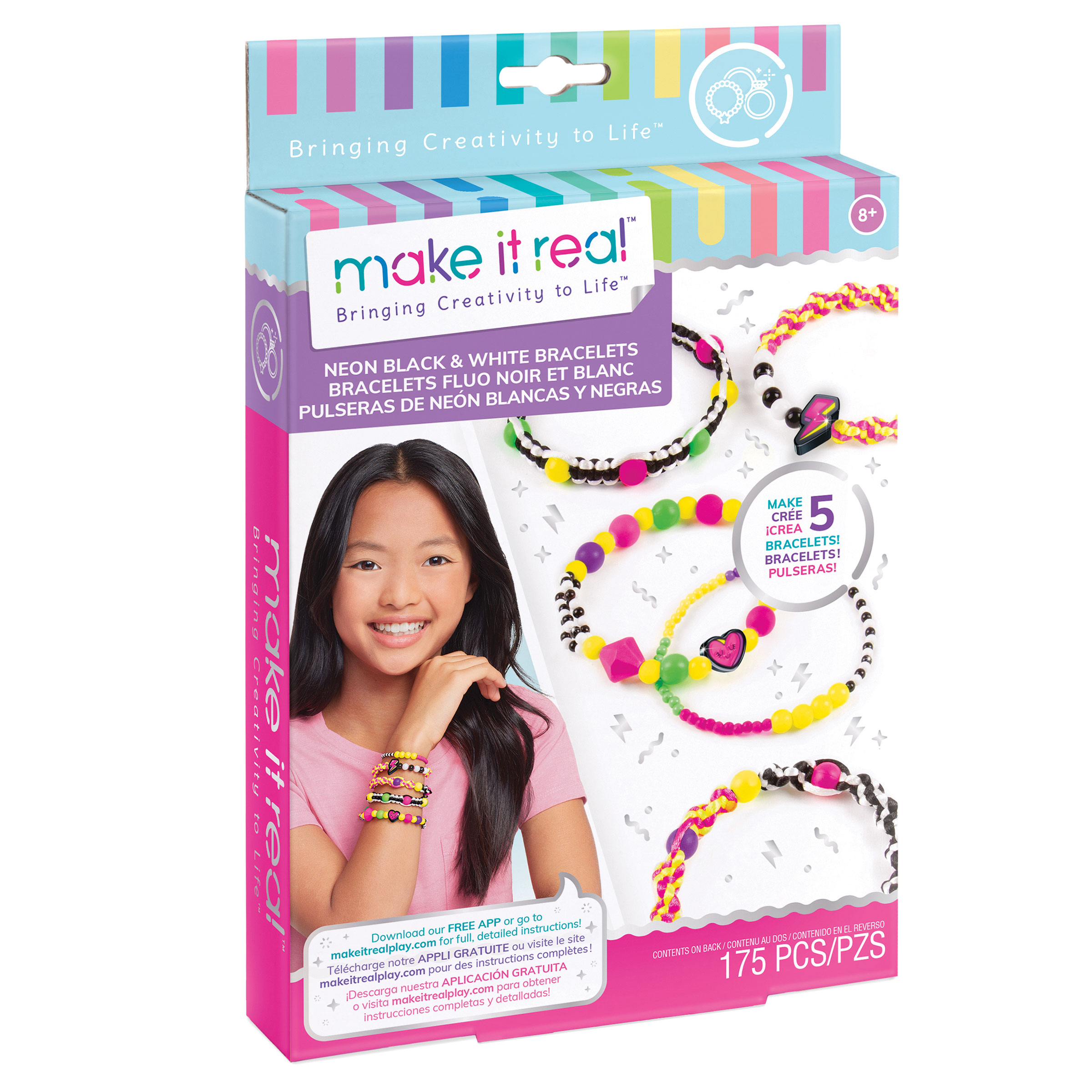 MAKE IT REAL Zestaw do tworzenia bransoletek Retro Neon Black White