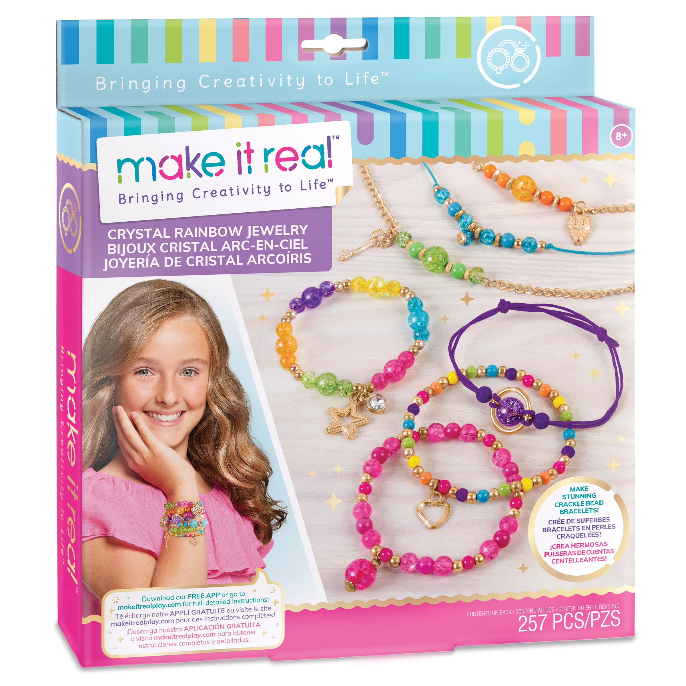 MAKE IT REAL Zestaw do tworzenia bransoletek Teczowe krysztaly
