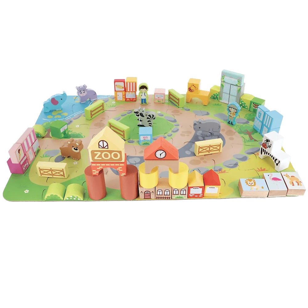 trefl 61505 drewniane klocki ZOO