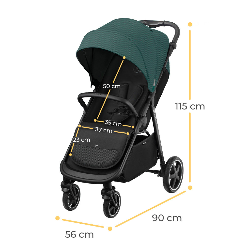 Kinderkraft ROUTE rozmiary rozlozonego wozka