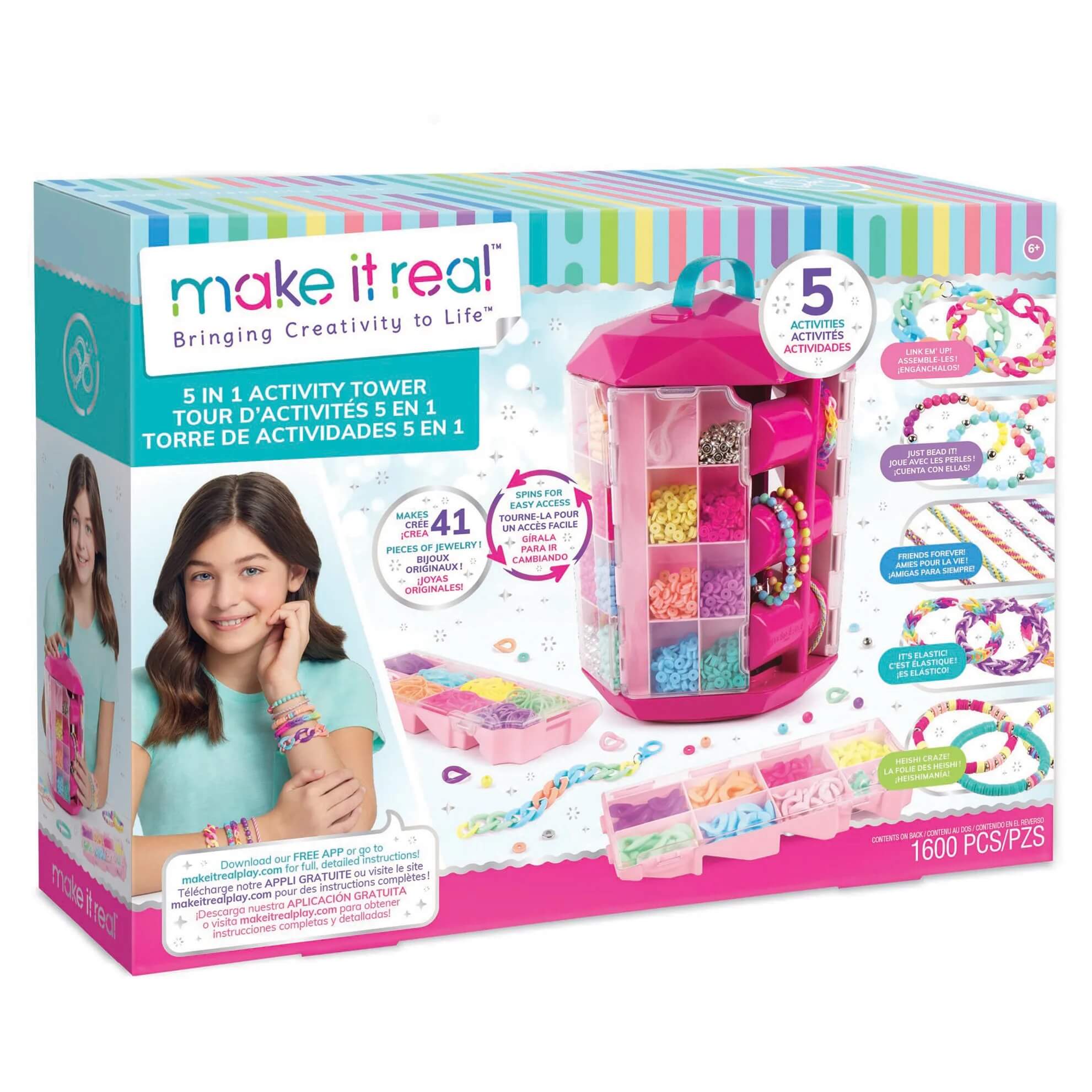 MAKE IT REAL 5w1 Activity Tower Pojemnik z Koralikami