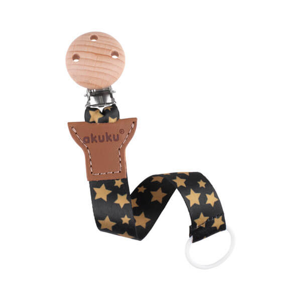 Tasiemka do smoczka gwiazdki zlote A0585