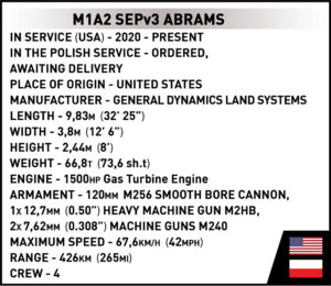 Cobi 2623 M1A2 SEPv3 Abrams dane techniczne Cobi 2623 M1A2 SEPv3 Abrams dane techniczne