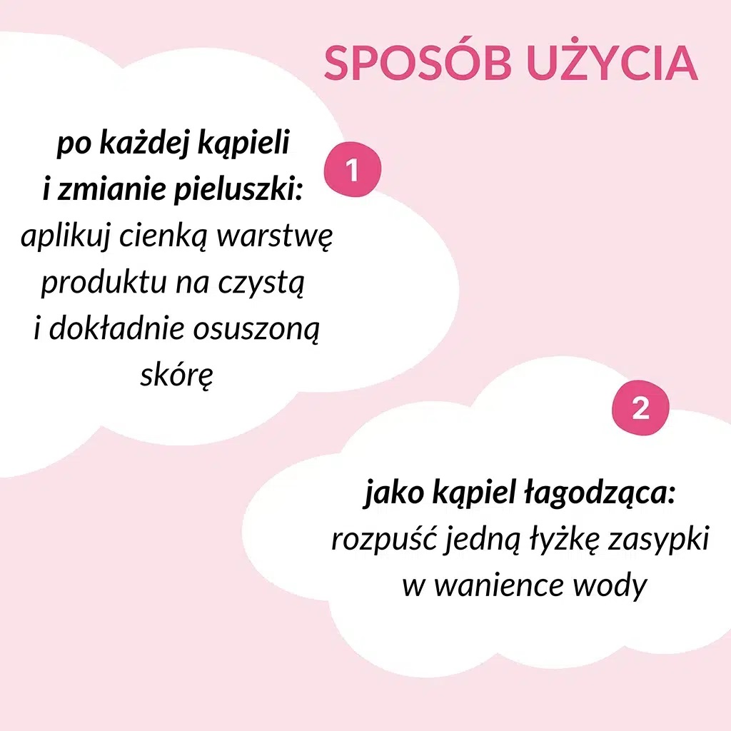 sposób użycia zasypki pudru dla niemowląt