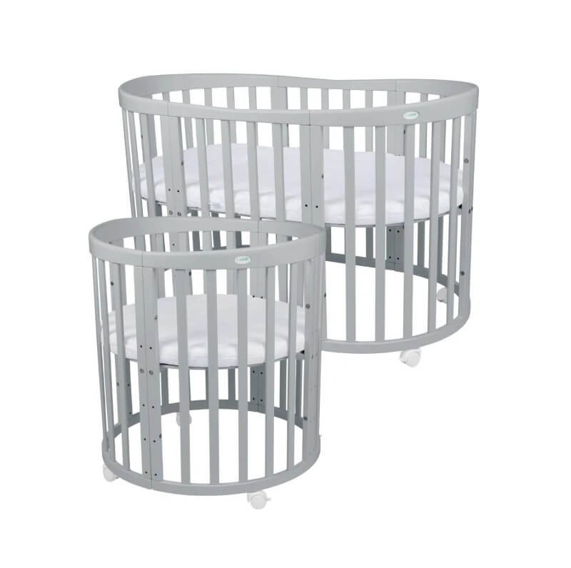 Waldin owalne lozeczko 7w1 z materacem szare Waldin owalne lozeczko 7w1 z materacem szare