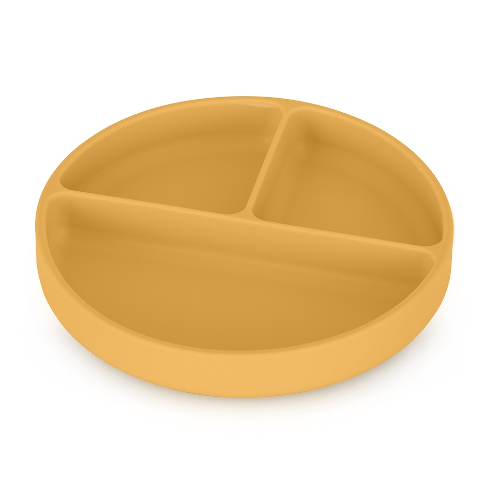Silikonowy talerzyk z przegródkami okrągły Take&Match Intense Ochre