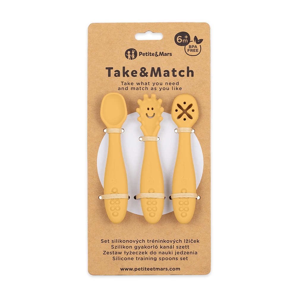 Zestaw silikonowych łyżeczek do nauki jedzenia 3 szt Take Match Intense Ochre