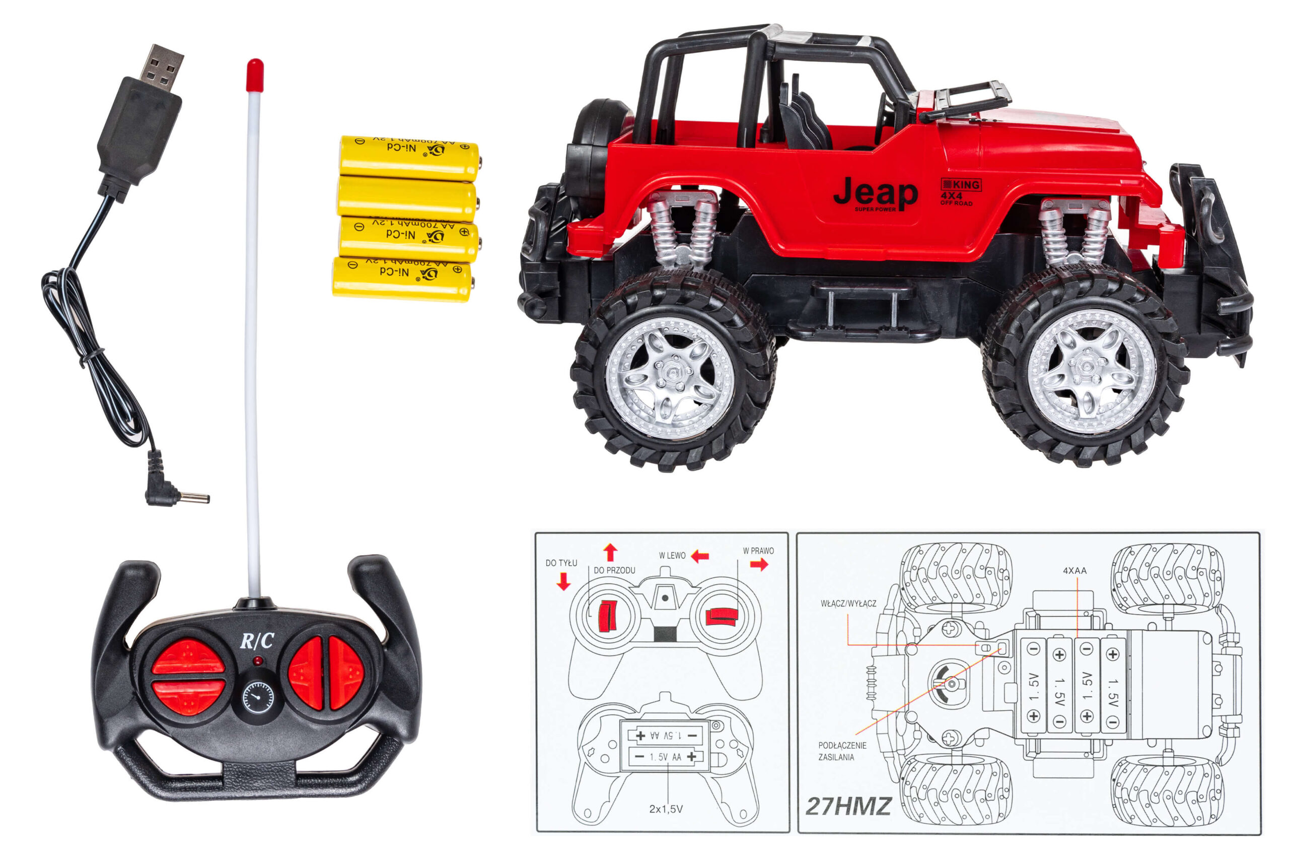 Auto na radio Jeep czerwony zestaw SP83971 Auto na radio Jeep czerwony zestaw SP83971