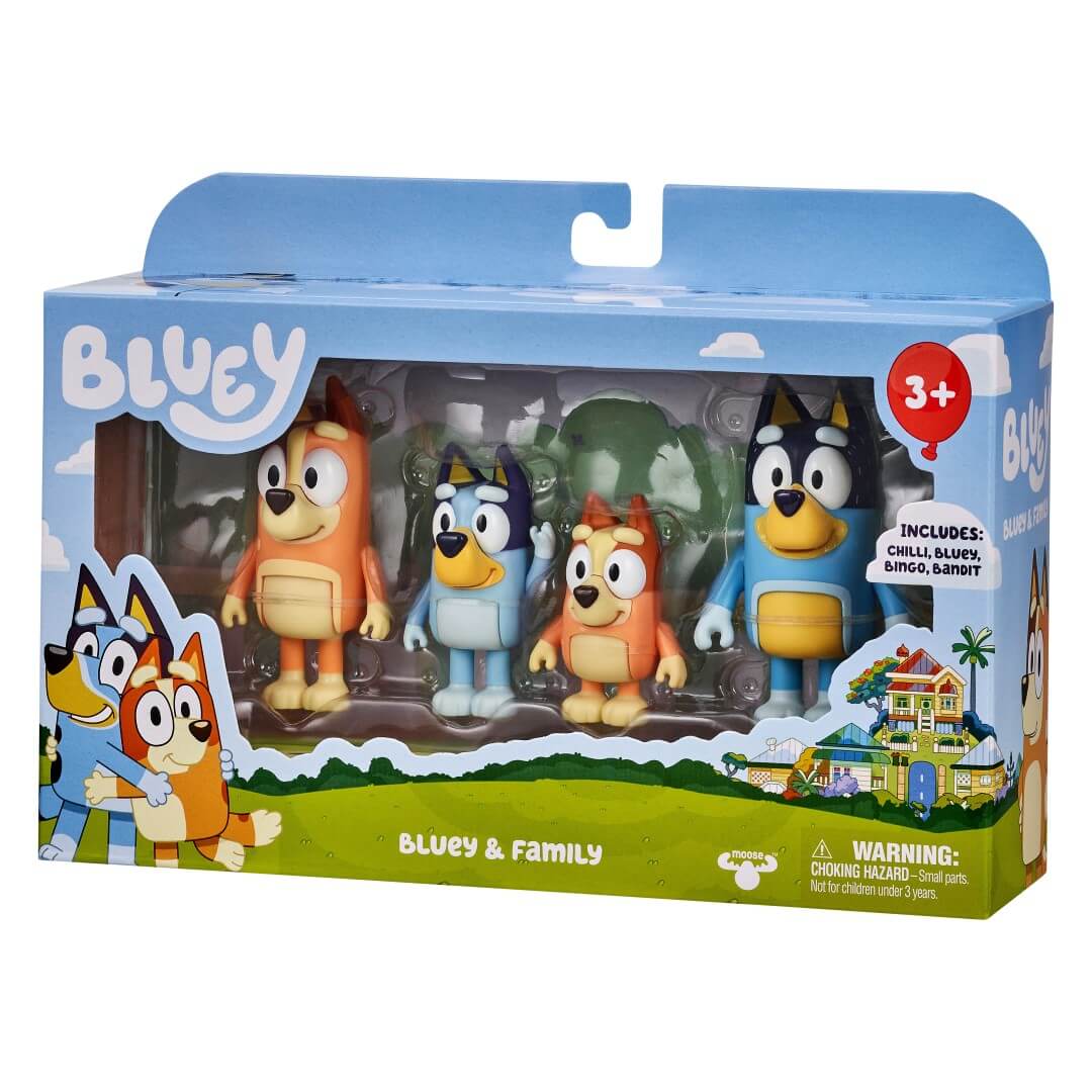 BLUEY zestaw 4 figurek rodzina BLUEY