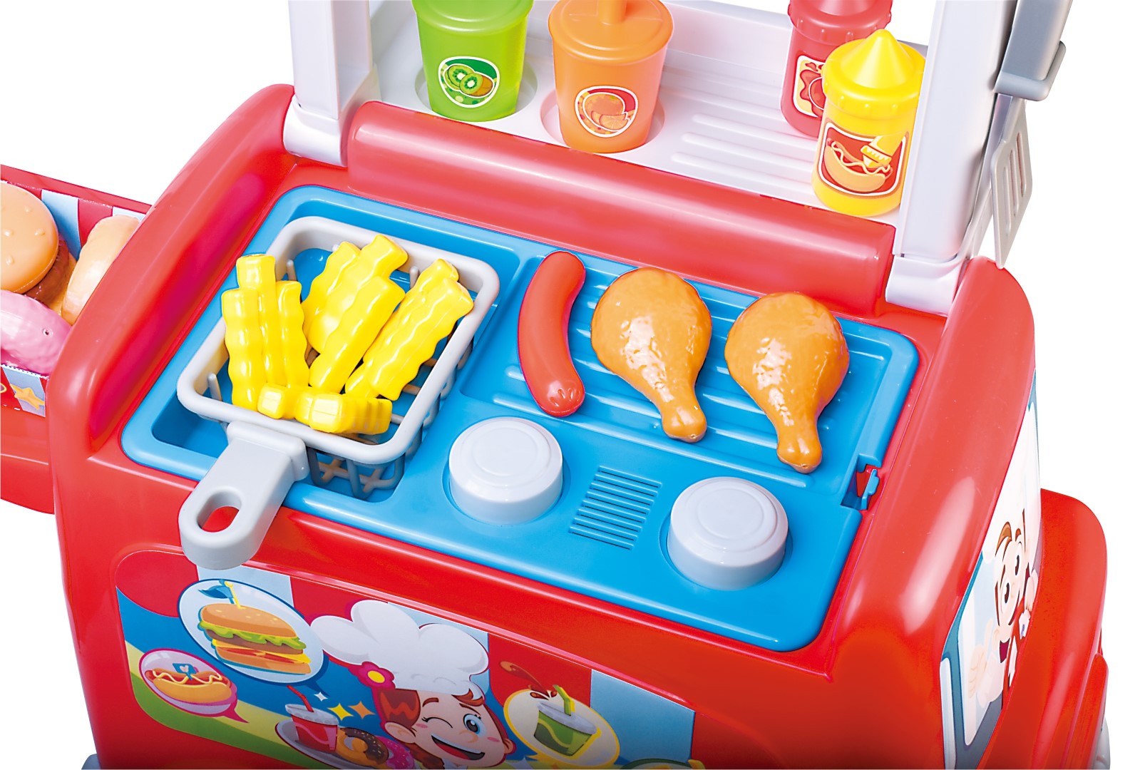 Wózek z hmburgerami miejsce do przygotowania posiłków