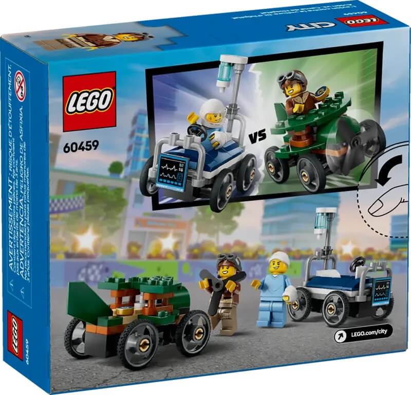 LEGO City 60459 Zestaw wyscigowek samolot kontra lozko szpitalne tyl