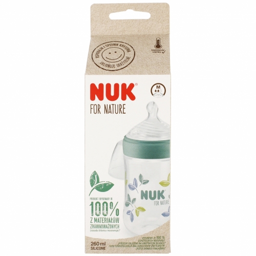 NUK Butelka For Nature 260 ml ze smoczkiem silikonowym zielona
