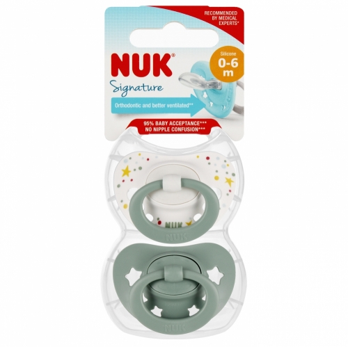 NUK smoczek Signature silikonowy 0 6m zielony 4008600380061