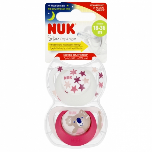 NUK smoczek Star Day&Night silikonowy 18 36m 4008600398974 NUK smoczek Star Day&Night silikonowy 18 36m 4008600398974