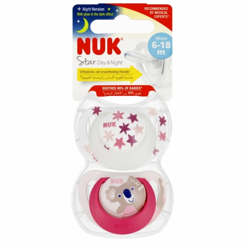 NUK smoczek Star Day Night silikonowy 6 18m czerwony 4008600399001 NUK smoczek Star Day Night silikonowy 6 18m czerwony 4008600399001