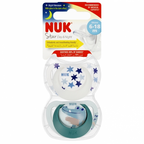 NUK smoczek Star Day Night silikonowy 6 18m zielony 4008600399001 NUK smoczek Star Day Night silikonowy 6 18m zielony 4008600399001
