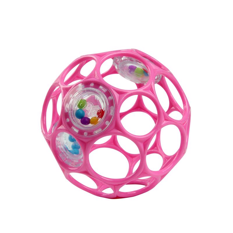 OBALL Pilka z grzechotka 10 cm rozowa 0m+