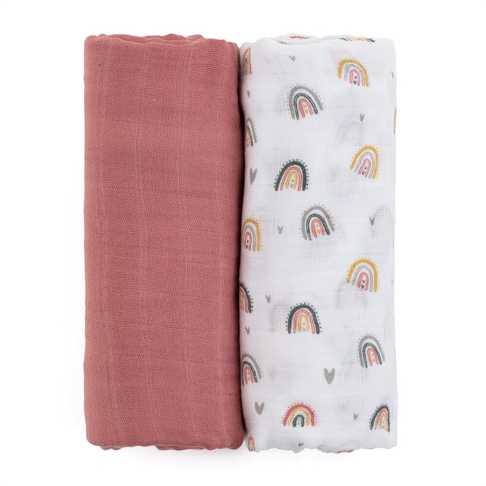 Otulacze z muślinu bambusowego Misty Rose Rainbow