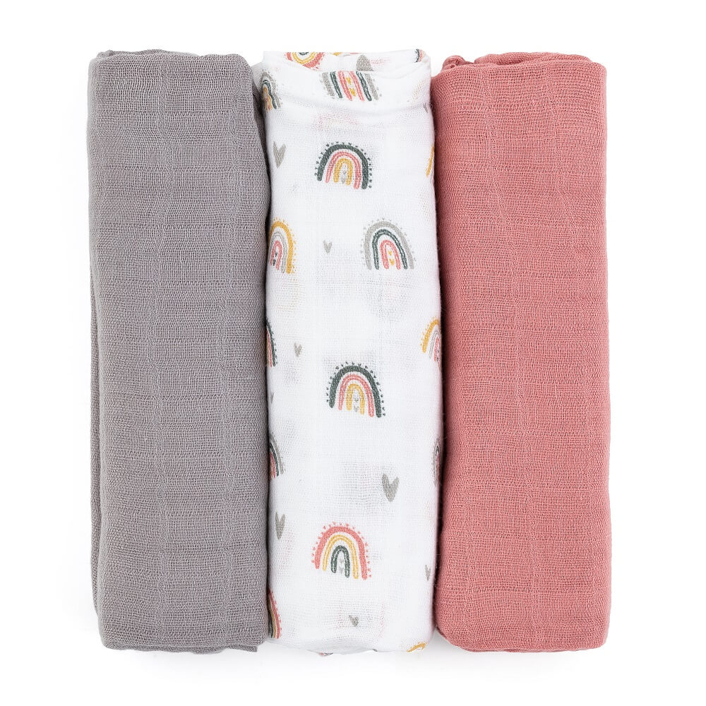 Pieluszki muslin bambus Moussy Rose Rainbows Pieluszki muslin bambus Moussy Rose Rainbows