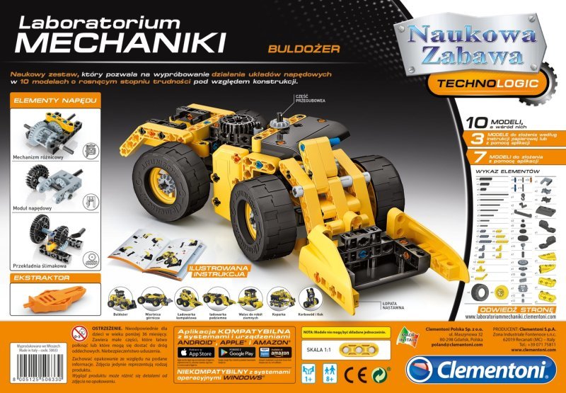 clementoni laboratorium mechaniki buldozer 50633