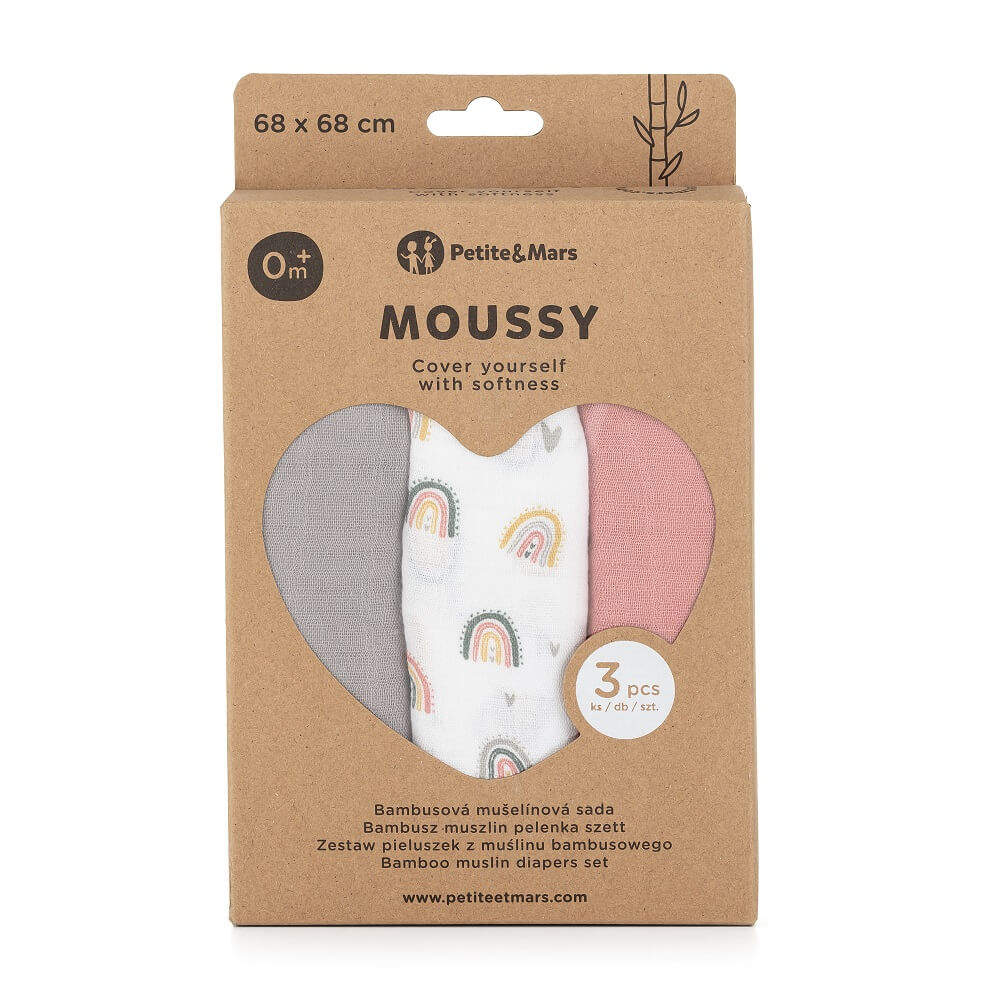 pieluszki muslinowe Moussy Rose Rainbows