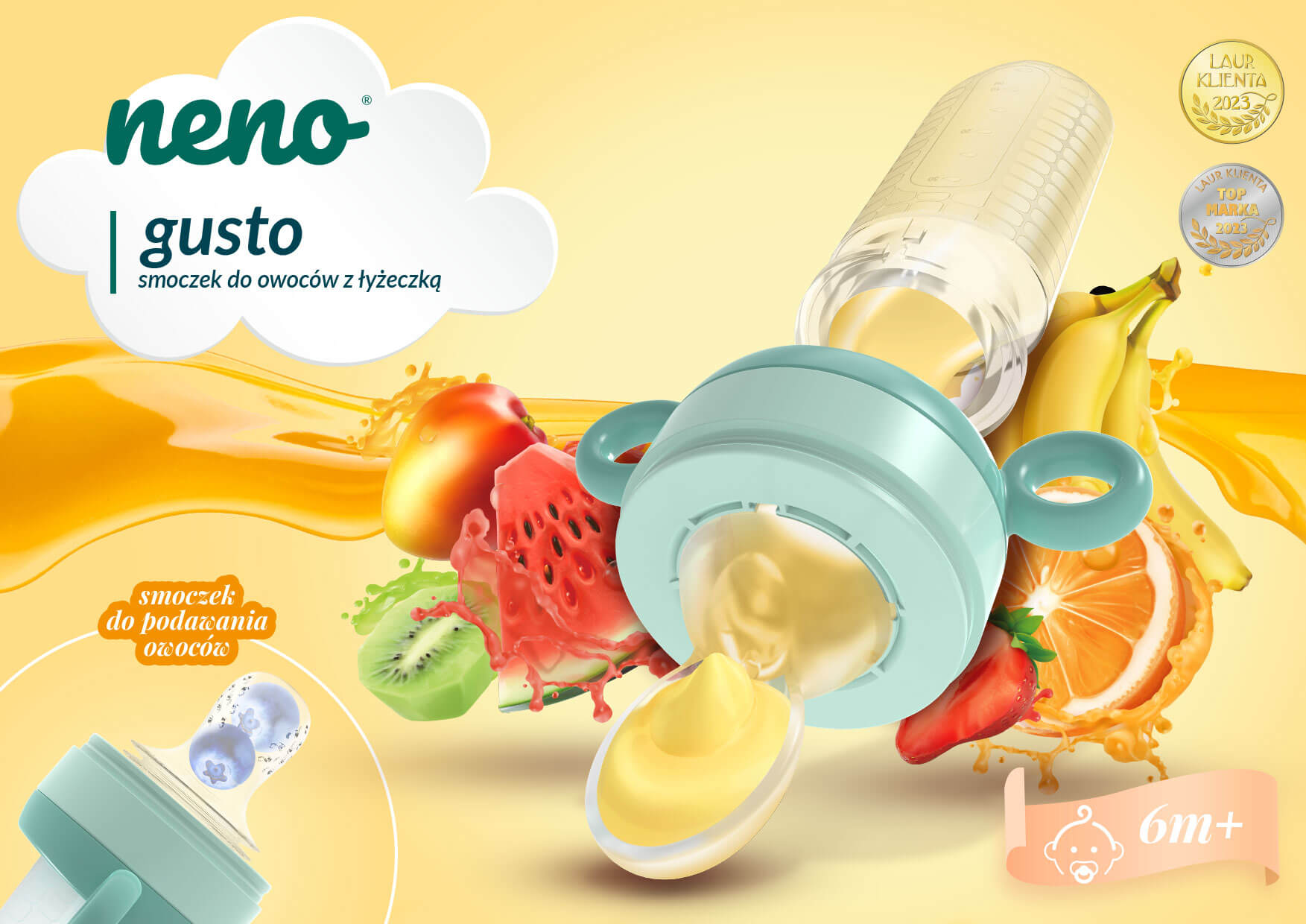 Neno Gusto smoczek do owocow z lyzeczka