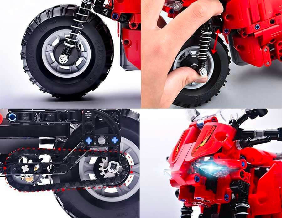 Motocykl z klockow działajace elementy Motocykl z klockow działajace elementy