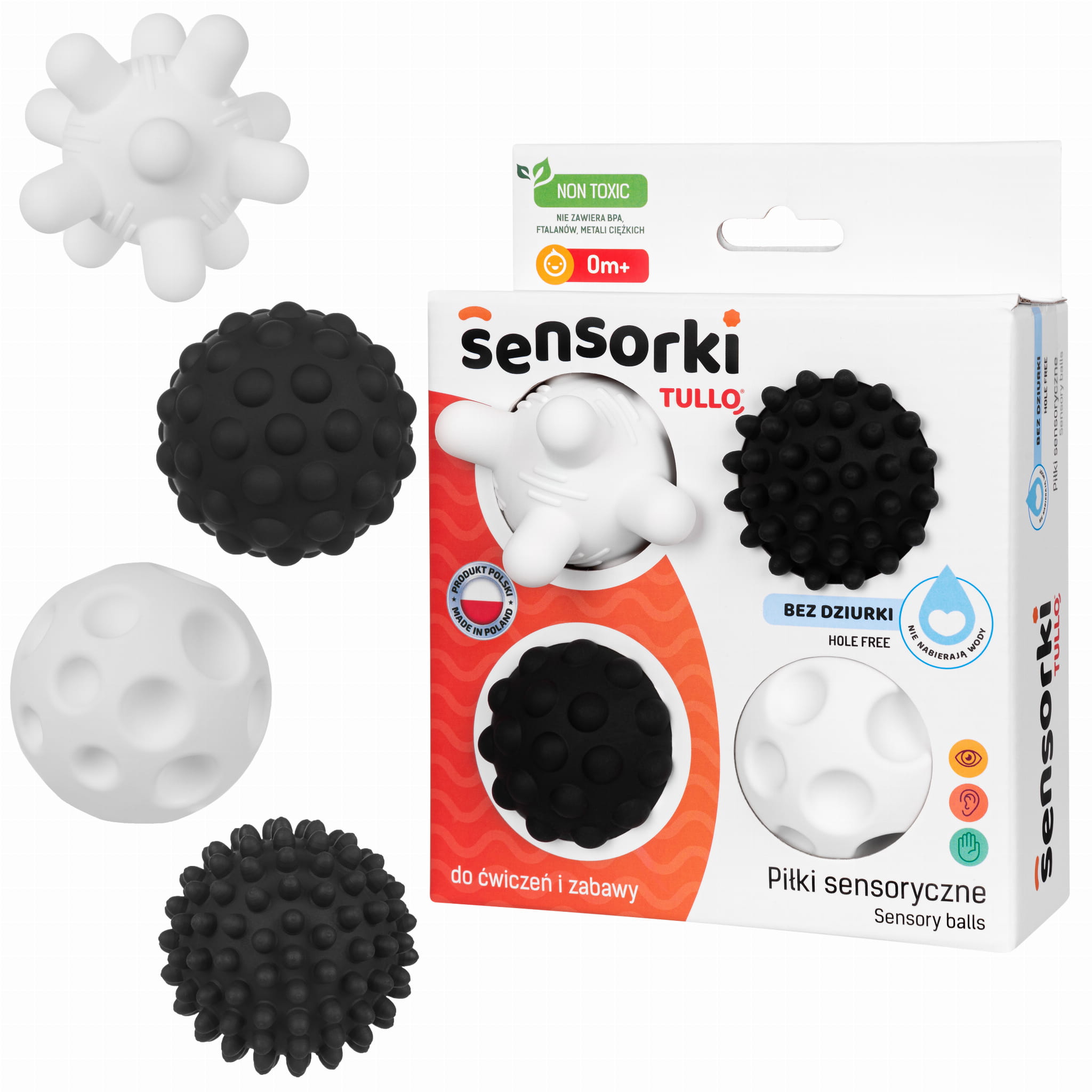 Pilki sensoryczne czarno biale bez dziurki