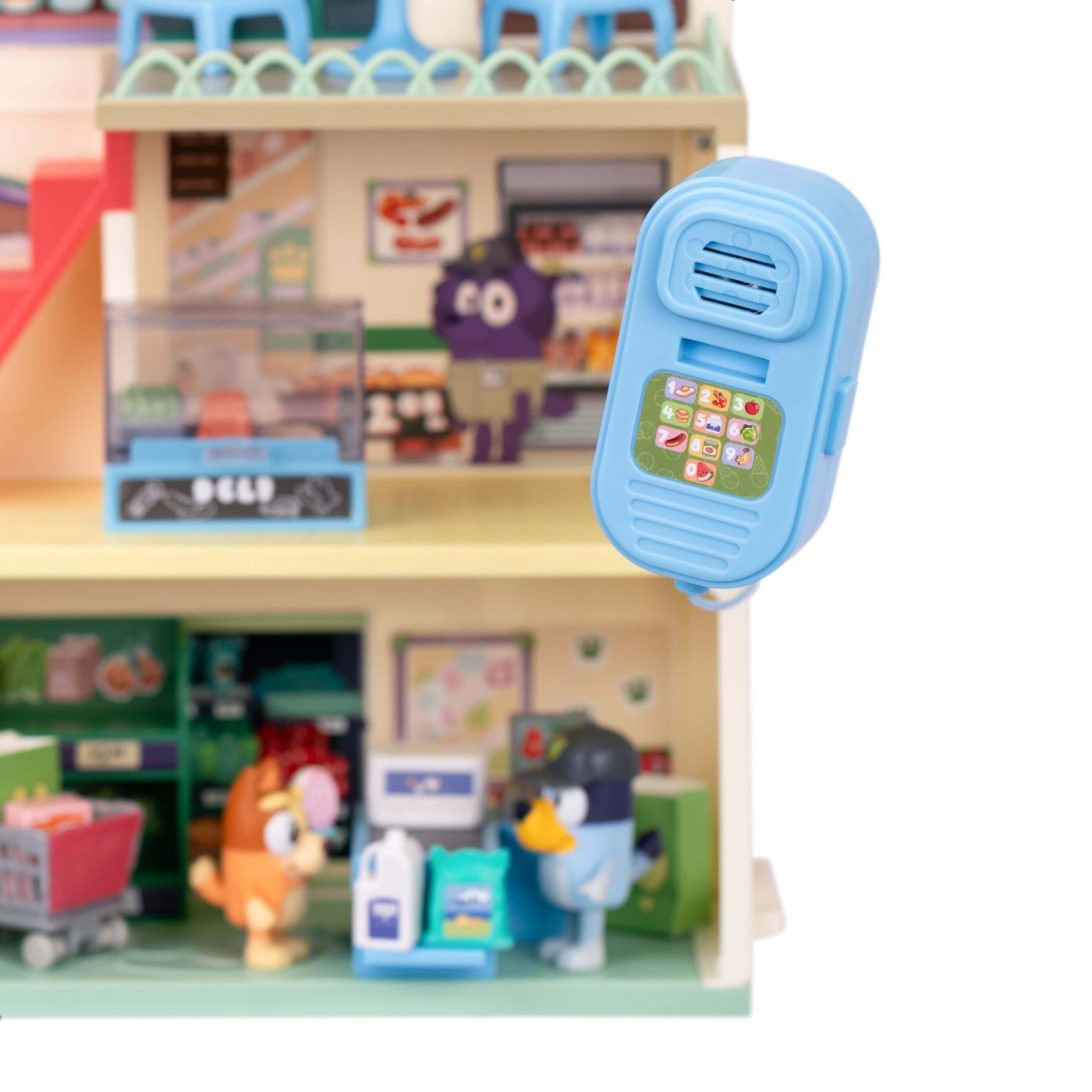 Interkom sklepu Bluey Supermarket element z efektami dźwiękowymi i komunikatami sklepowymi