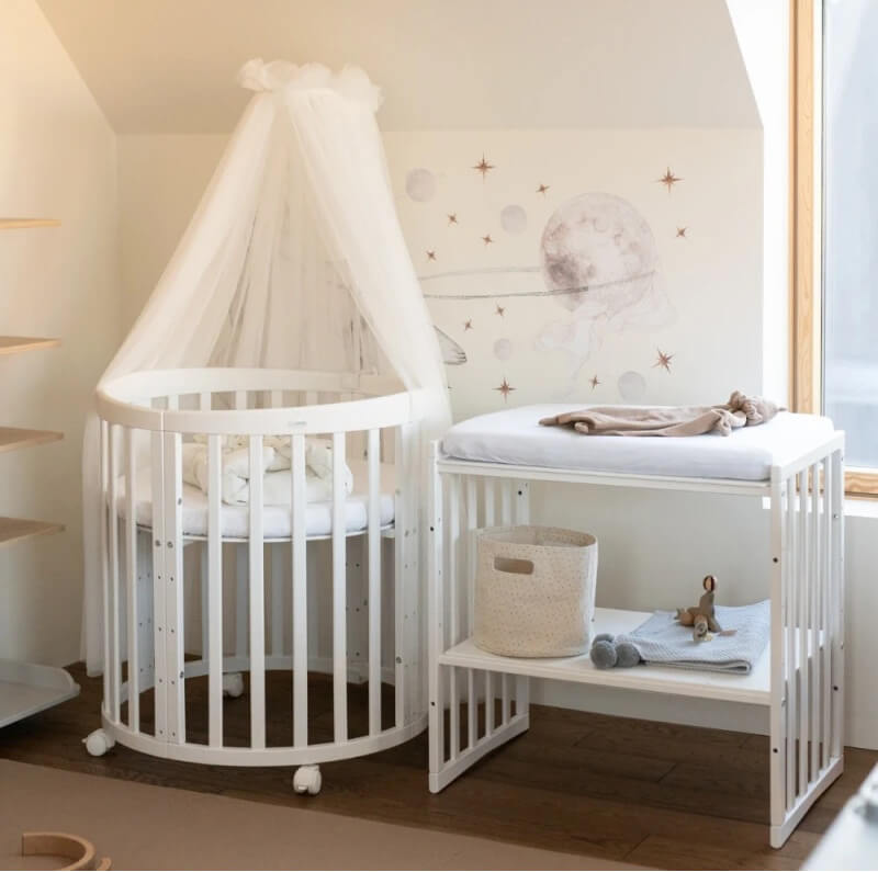 Waldin owalne lozeczko 7w1 z materacem biale pokoik Waldin owalne lozeczko 7w1 z materacem biale pokoik