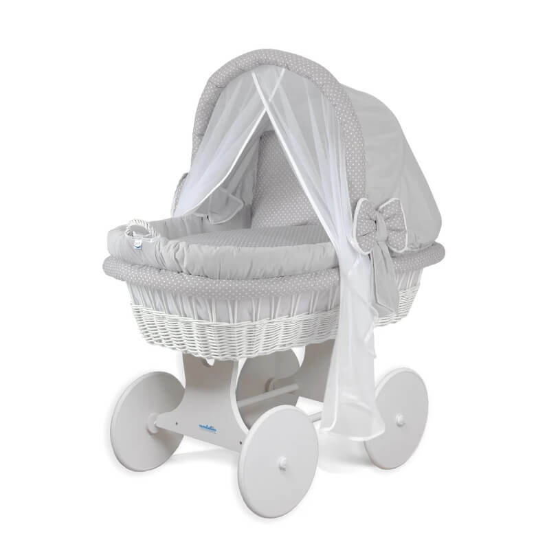 kosz mojzesza bialy posciel szara w groszki kosz mojzesza bialy posciel szara w groszki