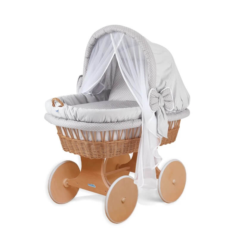 dąb - pościel szara w groszki