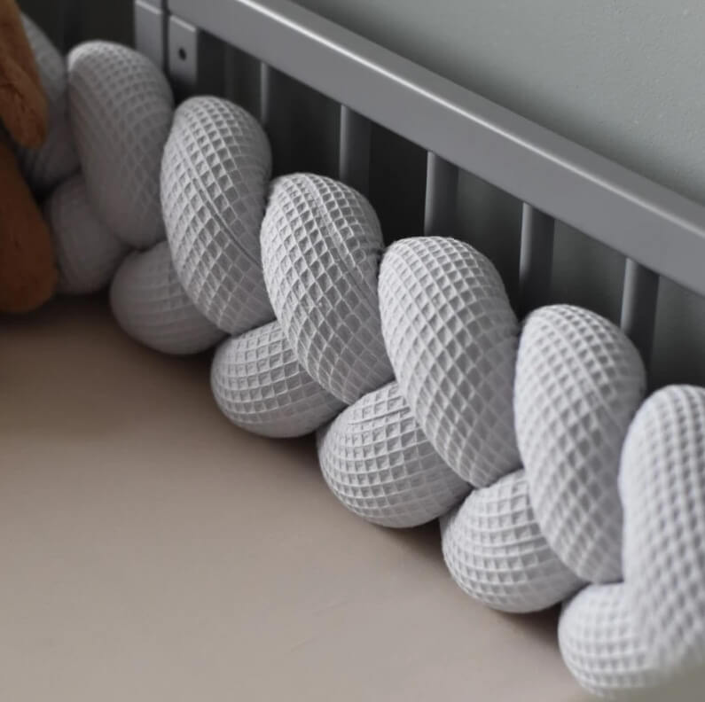 warkocz ochraniacz do lozeczka 210 cm wafelek szary warkocz ochraniacz do lozeczka 210 cm wafelek szary