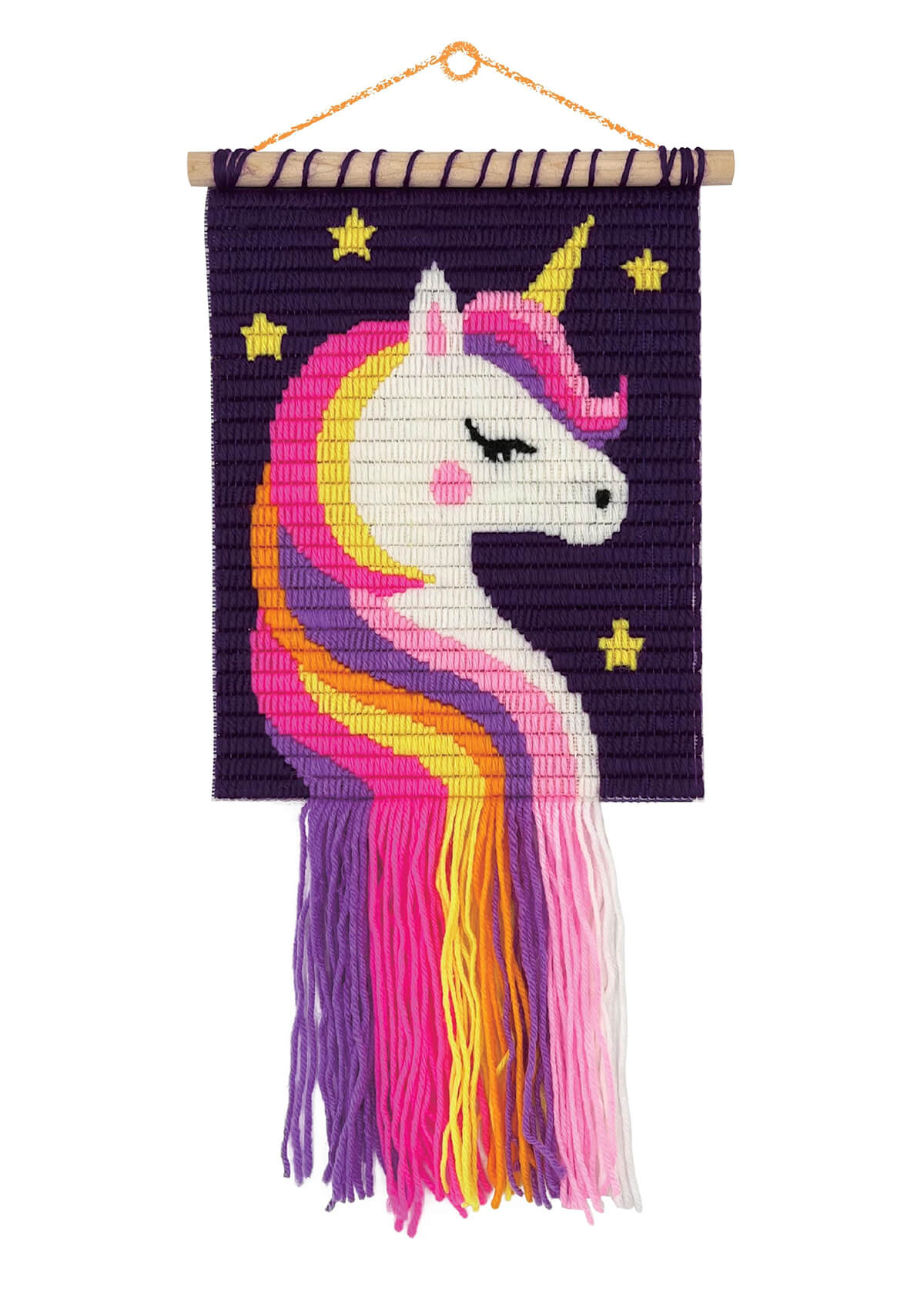 Gotowa makrama z jednorożcem wykonana z zestawu WOW BOX