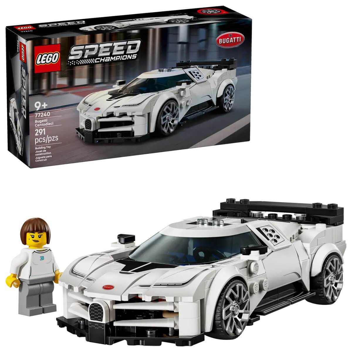 LEGO 77240 Bugatti Centodieci – pudełko i złożony model
