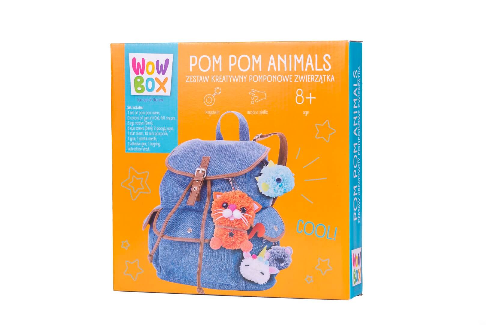 Opakowanie zestawu WOW BOX Pompony Zwierzątka DIY
