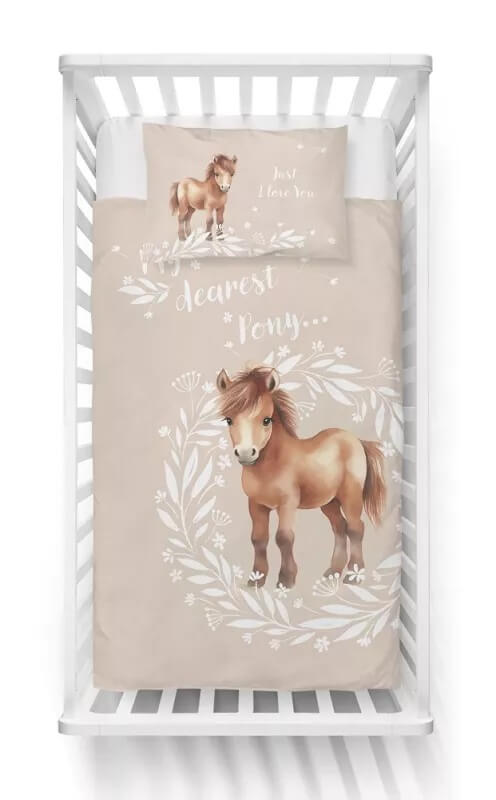 Posciel bawelniana dziecieca konik bezowa 100x135 wzor 5137A