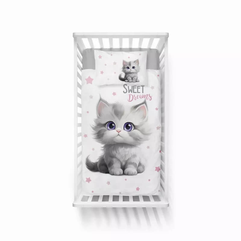 Posciel bawelniana dziecieca kotek 90x120 wzor 5518B