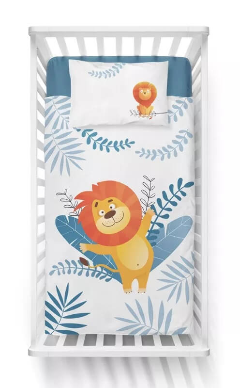 Posciel bawelniana dziecieca lew zyrafa 90x120 wzor 4491A