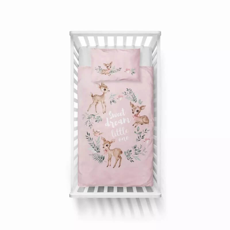 Posciel bawelniana dziecieca sarenki roz 90x120 wzor 5511B