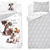 Posciel dwustronna bawelniana do łóżeczka Pieski szara 100x135 wzor 5002B