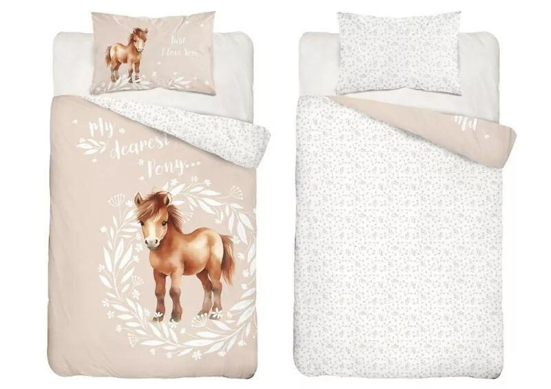 Posciel dwustronna bawelniana do łóżeczka konik 100x135 wzor 5137A