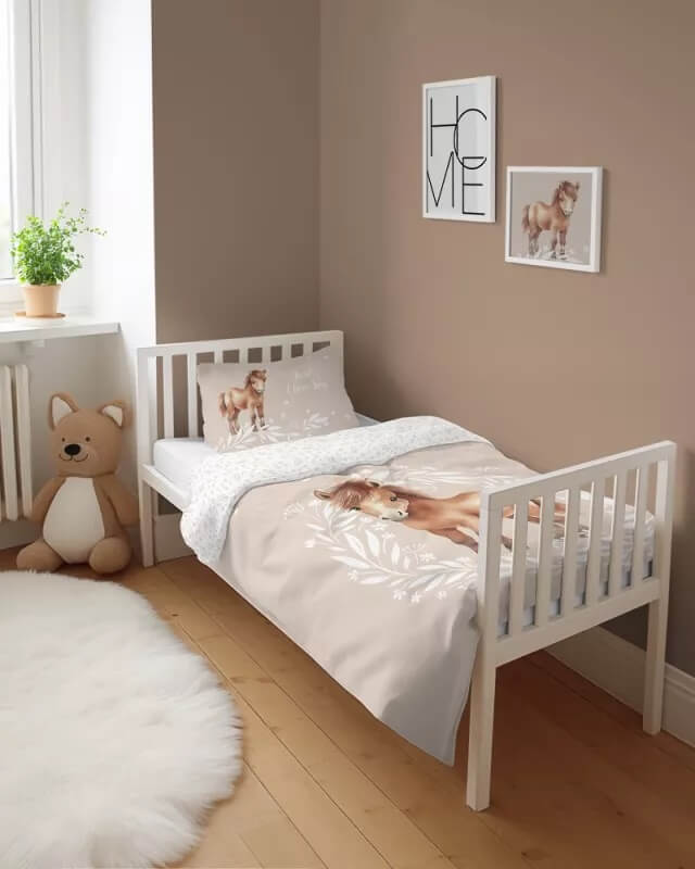 Posciel niemowleca bawelniana konik bezowa 100x135 wzor 5137A