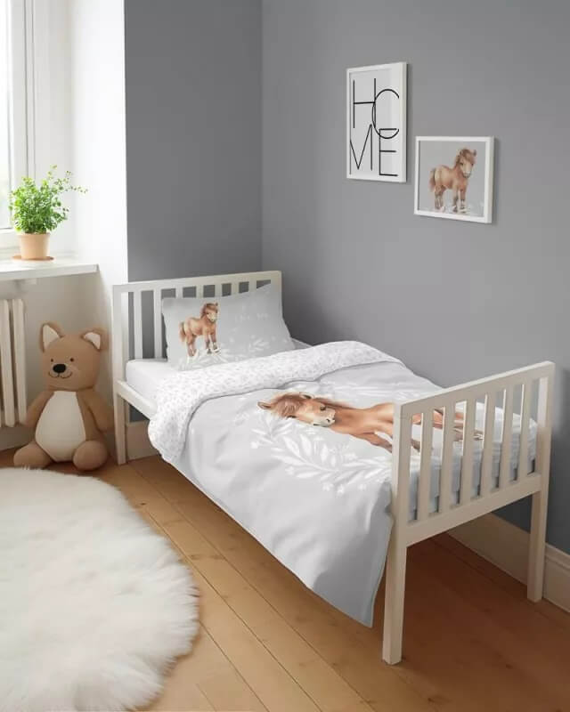 Posciel niemowleca bawelniana konik szara 100x135 wzor 5137B