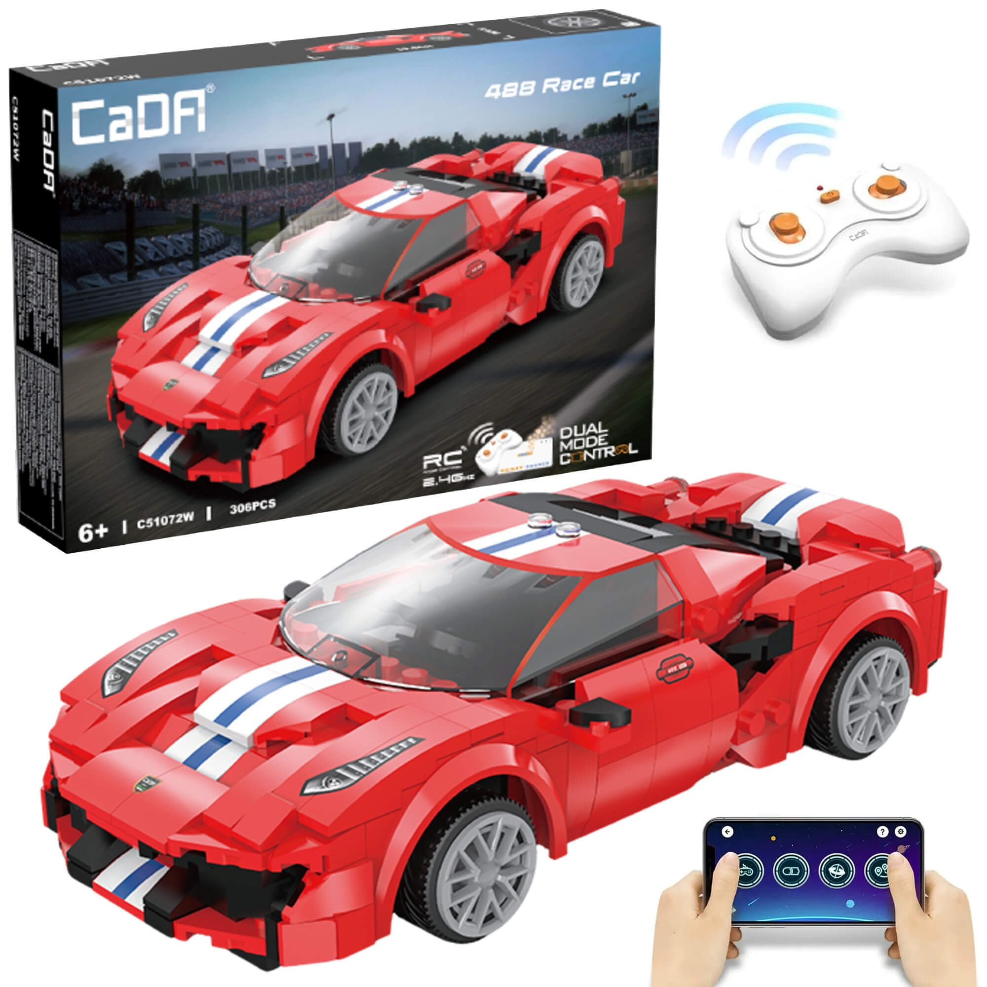 CaDA 488 Race Car RC w opakowaniu – klocki konstrukcyjne 306 elementów
